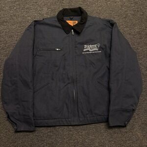 Vintage Cornerstone Carhartt Detroit J97 Style Blue Canvas Jacket Mens Size Lg.